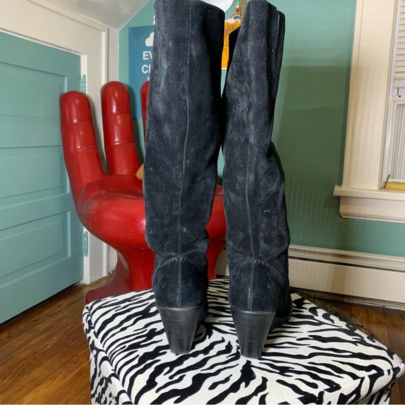 Tall Black Wedge Heeled Boots - Picture 4 of 5